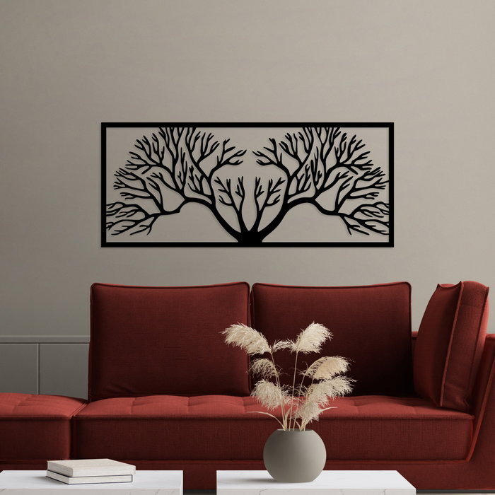 Wallity Horn Tree Escultura de Pared de Metal Negro